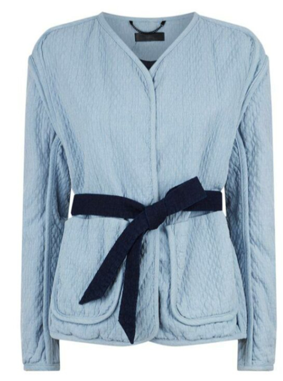 Rag & Bone XS Montana Cropped Quilted Chambray Blue Jacket Minimalist